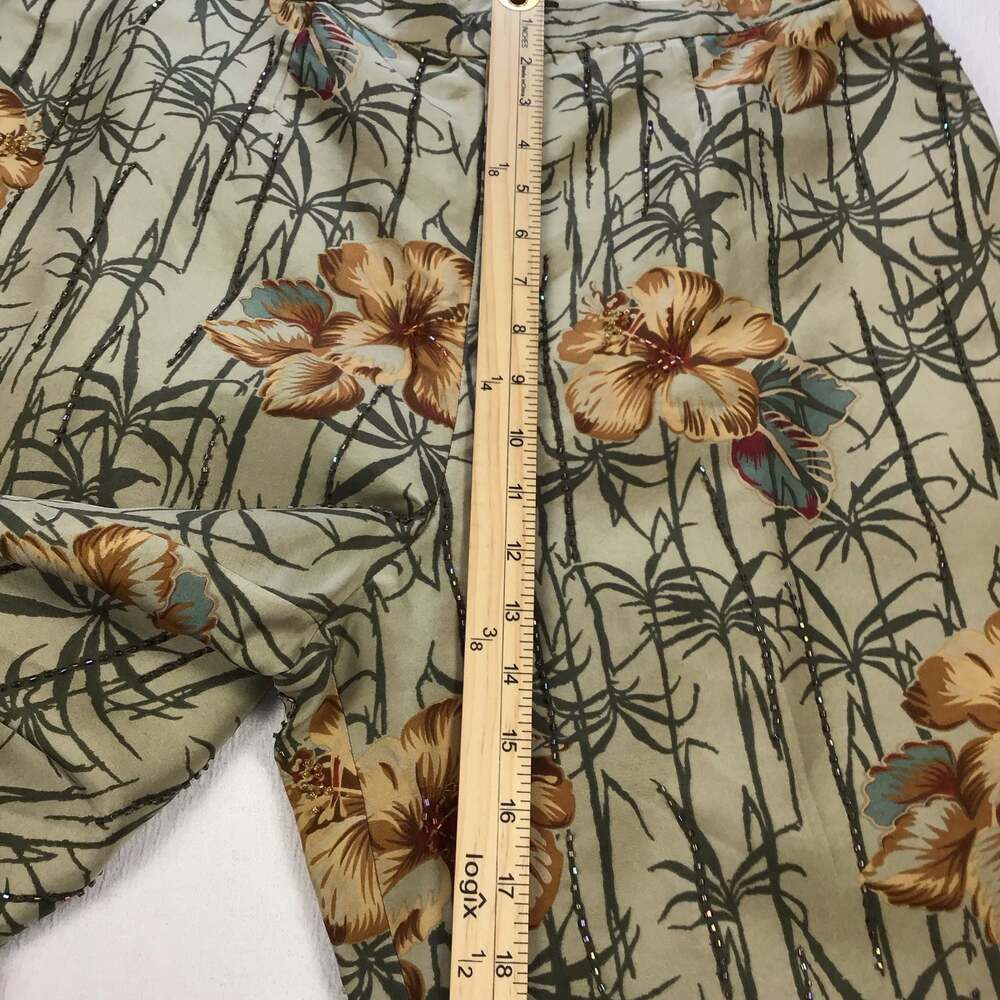 Adrianna Papell Silk Beaded Tropical Floral Pants Size 14 Summer Chic - Picture 9 of 15